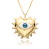 Collar Ojo de Diablo con Zircón Colorido Transfronterizo con Goteo de Aceite para Mujer, Latón Micro-Incrustado Chapado en Oro, Collar Ojo de Diablo Azul Europeo y Americano