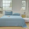 Lençol de Cama Lavável Cor Lisa Classe A 100% Algodão Muji Peça Única Algodão 100% Pessoa Solteira/Casal Dormitório Estudantil Capa de Edredom Conjunto de Três Peças