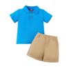 2025 Verão Casual Moda Infantil Meninos Polo Top Bolso Aba Dupla Calças Shorts Zíper Conjunto de Duas Peças