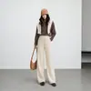 Novas calças retas macias de lã acetato para outono e inverno, versáteis e afinam a silhueta, calças compridas sofisticadas, calças femininas confortáveis e casuais