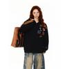 Sudadera con Capucha Fina Bordada con Insignia de Terciopelo Estilo High Street Americano para Primavera y Otoño, Corte Holgado, Mismo Diseño para Hombre y Mujer