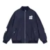 Chaqueta bordada con parche de letras de espalda completa estilo callejero americano para hombres y mujeres, chaqueta casual holgada vintage de principios de primavera para pareja de estudiantes