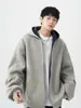 Chamarra Suéter con Capucha de Doble Cremallera Pesada Americana para Hombre Otoño e Invierno Duffy Guapo Casual Engrosada Contraste Cardigan de Pareja