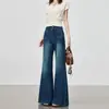 Jeans acampanados negros de alta gama para mujer, modernos y versátiles, nuevos de cintura alta, corte holgado, con caída y estilizan, pantalones de largo hasta el suelo