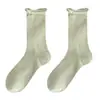 Meias Femininas Zhuji Meias Amontoadas Meias Longas Finas de Verão Malha Respirável Estilo Coreano Estilo ins Sapatos Brancos Meias Sem Costura