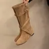 Botas de Plataforma Retro Apiladas para Mujer 2026 Otoño/Invierno Nuevo Estilo Hasta la Rodilla Hebilla de Cinturón Adelgazantes de Caña Alta Botas de Jinete