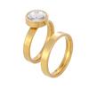 Anel de Zircônia em Aço Inoxidável Transfronteiriço Anel de Diamante Feminino Aço Titânio Diamante Luxo Leve Simples Brilhante Anel de Casal Aliança de Casamento Atacado