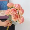 Flores Artificiales al por Mayor, Rosas Retro, Flores de Mano, Decoración para el Hogar de Lujo Ligero, Fotografía de Bodas, Ramo de Rosas con Borde Quemado