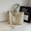 Bolsa Tote de Ombro Feminina Grande Capacidade Estilo Fresco Acolchoada de Algodão Pedido Estrangeiro 2026 Nova Versátil para Outono e Inverno Estudante