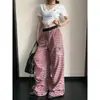 Outono de 2026 Novo Estilo Americano Calça Casual Solta Feminina Listrada, Calça Esportiva Drapeada de Perna Reta, Tendência