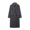 AliExpress mais vendido comércio exterior transfronteiriço estilo europeu e americano feminino blazer longo de lã listrado elegante com lapela de terno