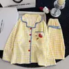 Pijama infantil de estilo coreano para niñas, algodón nube, manga larga para primavera y otoño, ropa de casa para niñas pequeñas, conjunto de dibujos animados