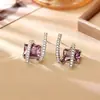 Estilo Doce e Cool Cubo de Açúcar Roxo Envolto em Brincos, Design Criativo, Moda de Alto Padrão, Brincos Exquisitos, Acessórios Fofos e Doces