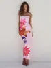 Vestido de verano 2024 con estampado sexy y tirantes, estilo europeo y americano, para mujer, estilo playero festivo para niños