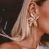Pendientes de Flor de Aleación Transfronterizos Diseño Estéreo Pétalos Multicapa Pendientes Exagerados Europeos y Americanos Pendientes Grandes de Flor de Metal