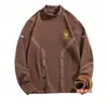 Camiseta base térmica de doble cara para hombre para otoño e invierno con cuello alto tipo tortuga, camiseta de manga larga con forro polar, camiseta interior de cuello medio