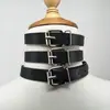 YSF Punk Moderno Estilo Harajuku Cuello de PU Estilo Callejero Europeo y Americano Collar con Remaches de Barra Gargantilla de Cuero de 3 Filas con Anillo Redondo