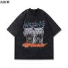 Camiseta de manga corta con lavado retro al por mayor transfronterizo para hombre y mujer, nueva, americana de alta gama, con efecto desgastado, marca de moda ins