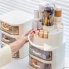 Caja de Almacenamiento de Cosméticos Tipo Cajón de Escritorio Giratorio Almacenamiento de Brochas de Maquillaje Lápiz Labial Sombra de Ojos Tocador Estante de Almacenamiento Portátil