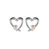 Aretes de Perlas de Amor Huecas de Plata Esterlina S925 para Mujer Diseño Simple de Nicho Lujo Ligero Aretes de Corazón Aretes de Corazón Femeninos