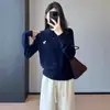 Suéter Cárdigan Tejido de Lana con Cuello Polo Jacquard Estéreo Estilo Miu con Perros para Mujer Otoño e Invierno T1005F