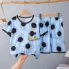 Novos Pijamas Infantis 2025 Primavera e Verão Conjunto de Manga Curta Estilo Fino Infantil Meninas Verão Estiloso Pijama para Crianças Maiores
