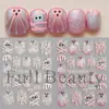 Pegatinas de arte para uñas transfronterizas: Pegatinas de uñas Halloween araña rosa telaraña fantasma rosa gel 3D relieve cara de fantasma