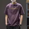 Nueva Camiseta de Manga Corta Holgada para Hombre Verano 2026 con Estampado de Letras de Moda, Top Versátil Casual Americano de Media Manga