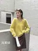 [Série Lã Fleece] Suéter de Lã Fleece com Gola V de Seda e Caxemira para Mulheres, 26 Novidade de Outono Tricô de Lã de Espessura Média para Mulheres