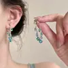 Pendientes de Borla de Racimo de Uva Super Flash para Mujer, Pendientes de Diseño de Nicho de Lujo Ligero, Pendientes de Botón Únicos y Muy Bonitos