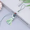 Nova Corrente de Celular com Pingente de Jada de Abóbora Cordão Acessórios Gradiente Curto Grosso Fio de Algodão Franja DIY Fio de Algodão Pequeno Pingente