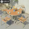 Mesa y Sillas para Terraza de Villa al Aire Libre Silla de Mimbre para Patio Combinación de Mesa de Té Comedor al Aire Libre de Ocio Protección Solar Impermeable Juego de Mesa Larga