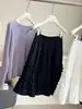 Falda de Pastel Patchwork con Borde de Volantes Blanco Suave para Mujer, Nuevo Estilo de Verano, Cintura Alta, Adelgazante, Versátil Falda Midi de Corte A