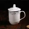 Taza Personalizable de Porcelana Ósea Taza de Té Cerámica Jingdezhen Taza de Agua de Oficina con Tapa Taza para Preparar Té de Hotel Casa de Huéspedes