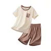 Ropa de Casa para Adolescentes, Conjuntos de Manga Corta para Niños, Pijamas de Lyocell para Niñas, Ropa Refrigerante para Niños de Edad Media y Mayores para Estudiantes de Primaria
