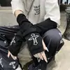 Manga Larga Cruzada Oscura Lolita Rayada Ninja Sin Dedos Cubierta de Manga Larga para Cosplay