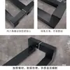 Manija de Puerta de Vidrio Acero Inoxidable Tubo Cuadrado Engrosado Manija Doble Curva Ktv Puerta de Madera Hotel Puerta de Piso Curva con Marco Resorte de Piso