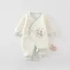Roupas de bebê recém-nascido com estampa de ursinho em grade de diamante 0 a 3 meses quentes para bebê proteção da barriga roupa de borboleta primavera outono inverno