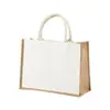Bolsa de lona combinada com bolsa de juta, pode ser decorada com grafite, bolsa tote DIY, bolsa de grande capacidade, bolsa tote simples para o dia a dia