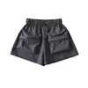 Shorts de trabalho estilo americano para o verão, com bolsos grandes, secagem rápida, leve, cintura elástica, calça casual larga que emagrece para mulheres