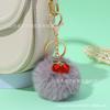 Lindo Llavero de Pompón de Cereza para Niñas, Colgante de Peluche de Conejo Rex, Colgante para Llaves de Bolso, Decorativo Mejor Amiga Regalo