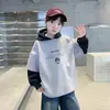 Moletom com Capuz de Manga Longa Tendência Cool Novo 2026 para Meninos, Blusa Casual Estilosa de Outono