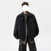 Jaqueta de couro casual de alta qualidade para homens, estilo americano de outono, design solto, jaqueta workwear, marca da moda, casaco de couro versátil com gola lapela
