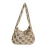 2023 outono e inverno moda casual grande bolsa de pelúcia ombro nas axilas bolsa simples cor de contraste bolsa de ombro portátil xadrez bolsa feminina