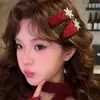 Exquisito Pasador de Pelo de Felpa Roja con Forma de Copo de Nieve para Mujer, Pasador para la Frente, Pinza Lateral, Pasador de Gama Alta, Accesorio para el Cabello