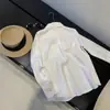 Conjunto de Camisa Casual de Lino Estilo Old Money para Mujer, Verano Blanco Simple Delgado Algodón-Lino Ropa con Protección Solar 7630
