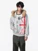 Sudadera retro americana con estampado de letras y cuello de pelo para hombre y mujer, nuevo diseño de otoño, chaqueta cárdigan de estilo holgado y casual