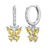 Amazon Transfronterizo Nuevo Producto Aretes de Aro Mariposa Plateados Aretes Personalizados con Piedra de Nacimiento Joyería para Fiestas Navideñas Regalos para Mujeres