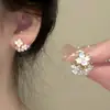 Pendientes de Perla con Pétalos Franceses de Aguja de Plata S925 para Mujer 2025 Nuevo Estilo Caliente Pendientes de Otoño e Invierno Estilo Festivo Accesorios para Orejas
