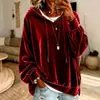 (Desarrollado por Anuo) 2026 Ropa europea y americana para mujer Estación independiente de Amazon Sudadera con capucha de terciopelo top holgado de manga larga